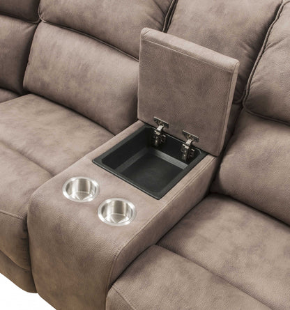 Dark Brown Genuine Leather L Shaped 6 Piece Sectional w/ Console