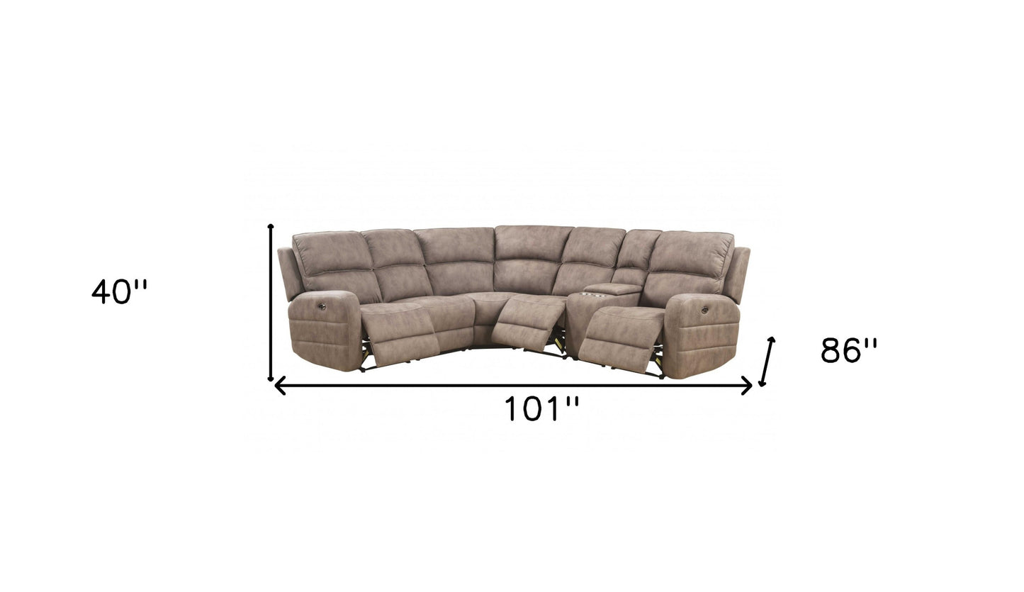 Dark Brown Genuine Leather L Shaped 6 Piece Sectional w/ Console