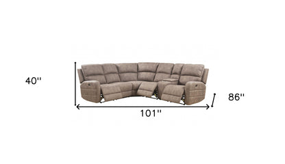 Dark Brown Genuine Leather L Shaped 6 Piece Sectional w/ Console