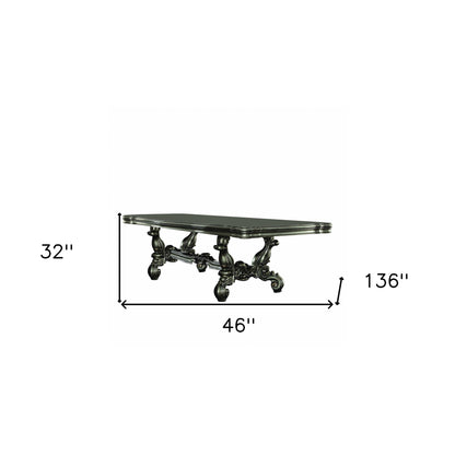 Green Solid Wood Trestle Base Dining Table