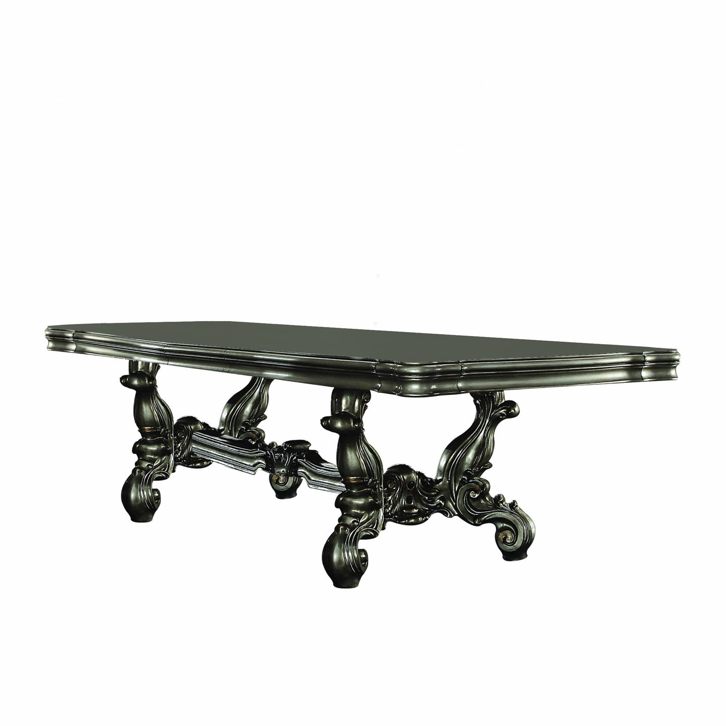 Green Solid Wood Trestle Base Dining Table