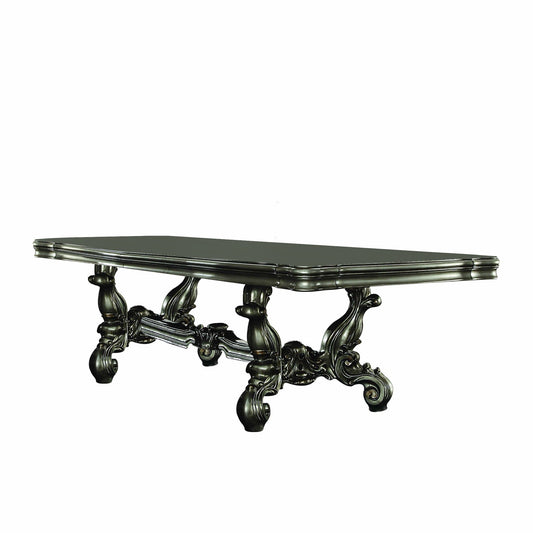 Green Solid Wood Trestle Base Dining Table