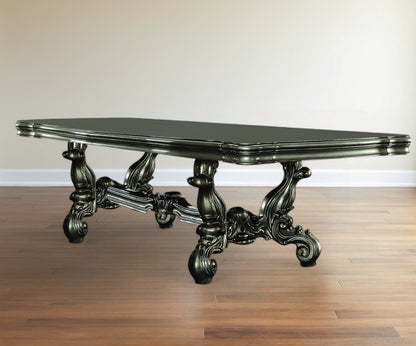 Green Solid Wood Trestle Base Dining Table