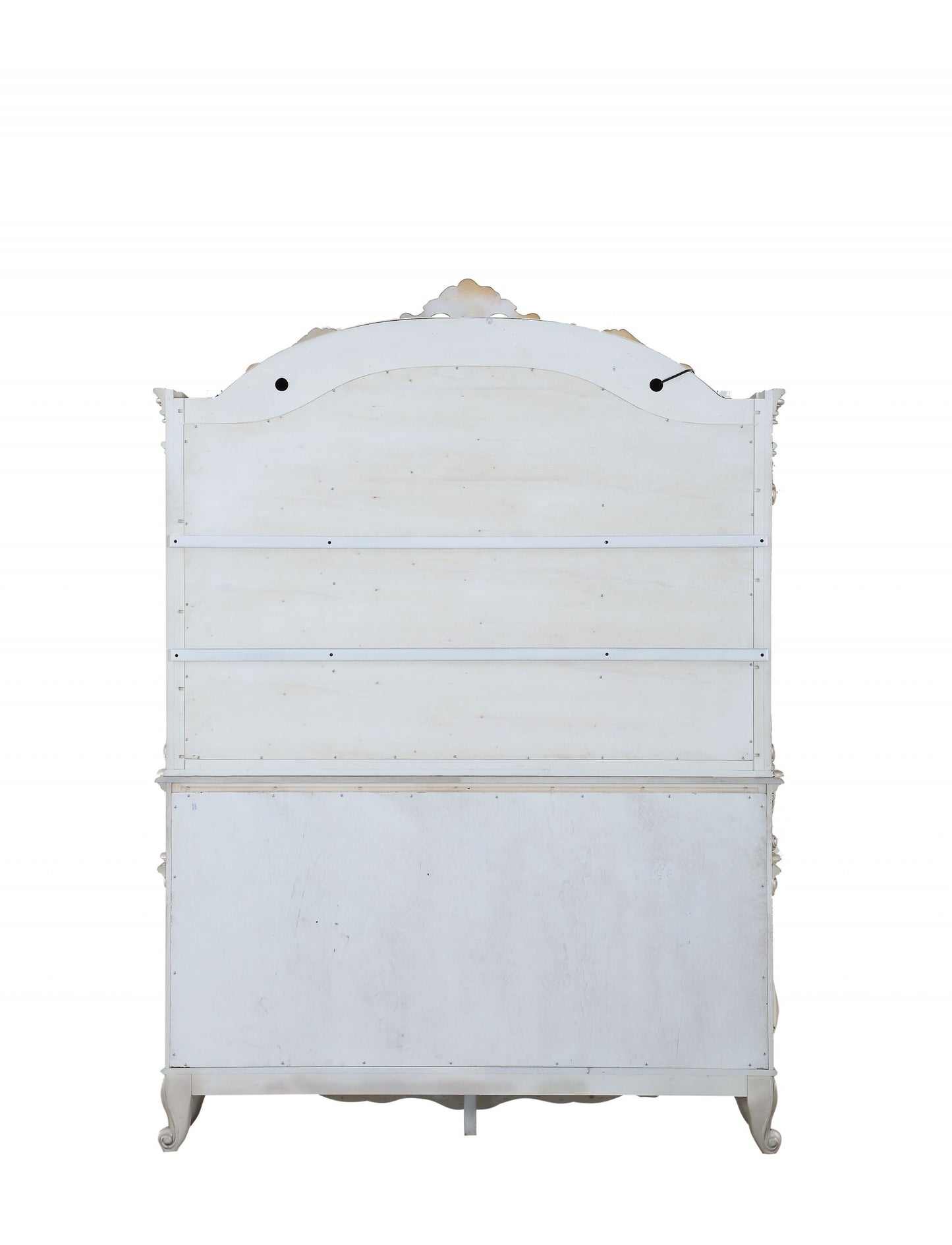 Antique White Wood Glass Mirror Hutch Sideboard