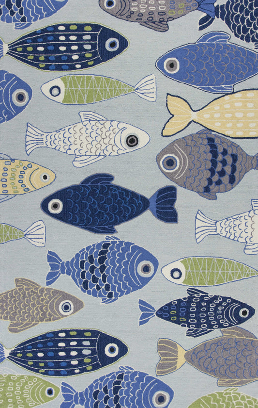 7 x 9  Polyester Light Blue Rug