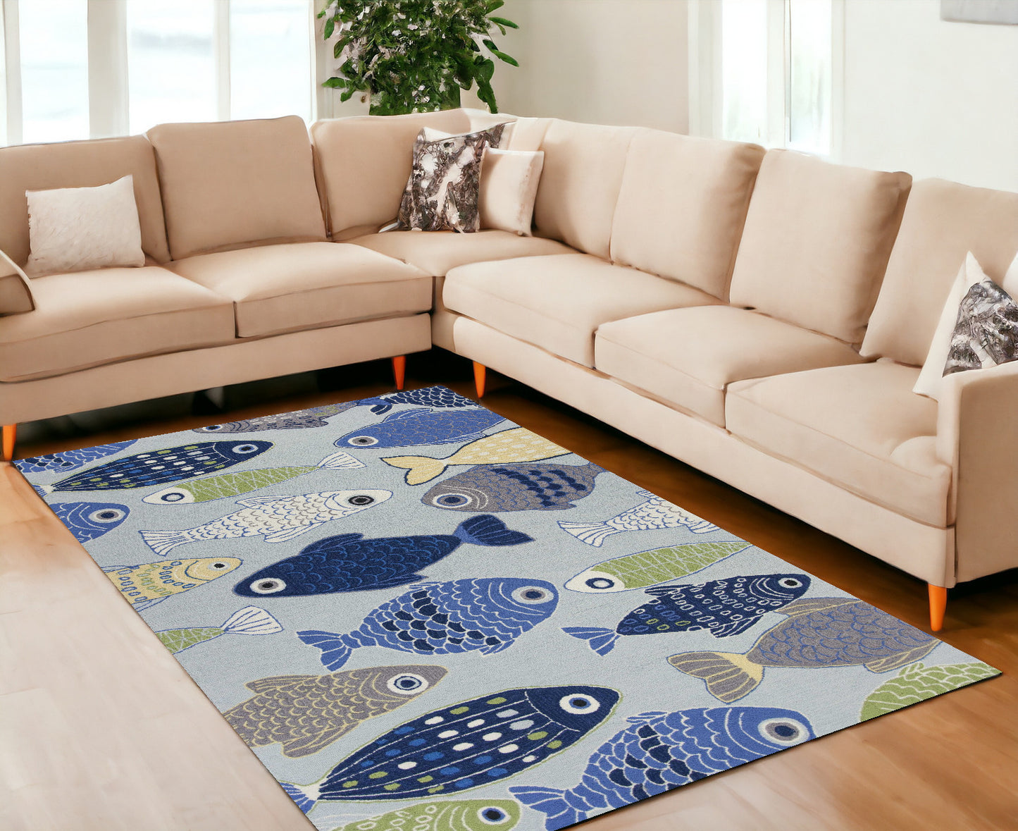 7 x 9  Polyester Light Blue Rug