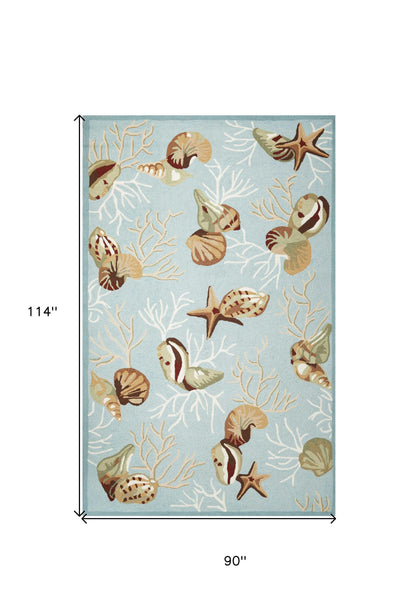7 x 9  Polyester Blue Rug