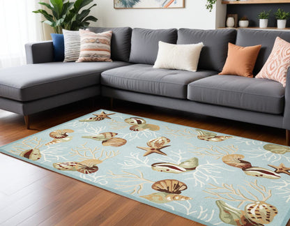 7 x 9  Polyester Blue Rug