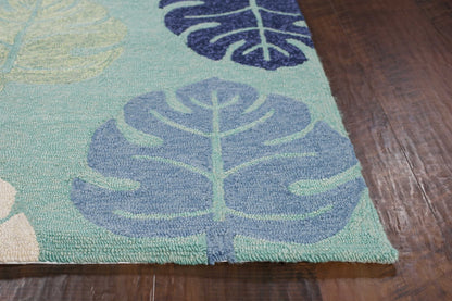 7 x 9  Uv Treated Polypropylene Turquoise Rug