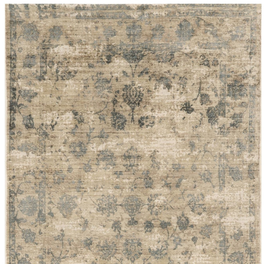5 x 7  Viscose Sand Or  Blue Rug