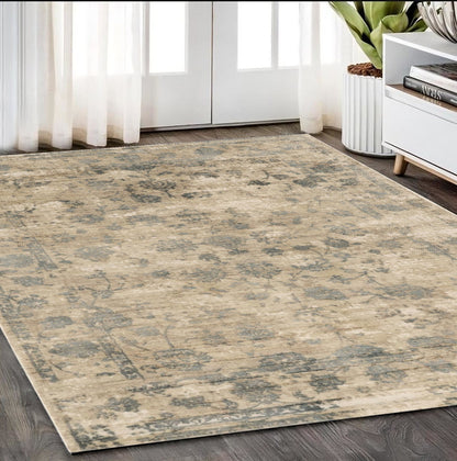 5 x 7  Viscose Sand Or  Blue Rug