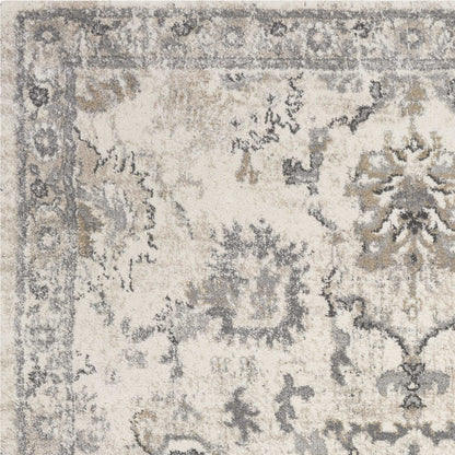 8 x 10 Ivory Machine Woven Distressed Floral Traditional Indoor Rug