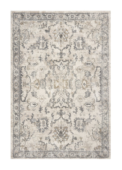8 x 10 Ivory Machine Woven Distressed Floral Traditional Indoor Rug