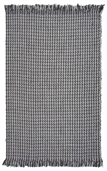 8 x 10 Grey Hand Woven Houndstooth Indoor Rug