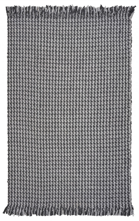 8 x 10 Grey Hand Woven Houndstooth Indoor Rug