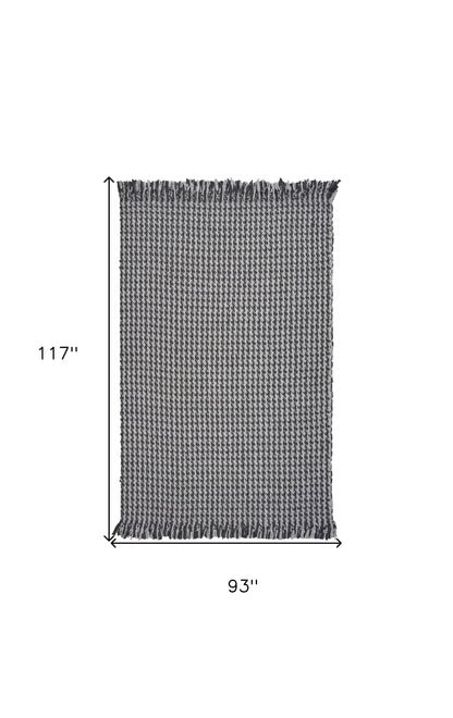 8 x 10 Grey Hand Woven Houndstooth Indoor Rug