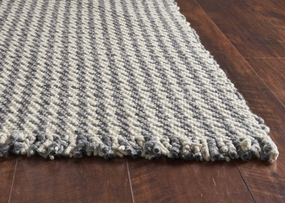 7 x 9 Gray & Ivory Wool Hand Woven Rug