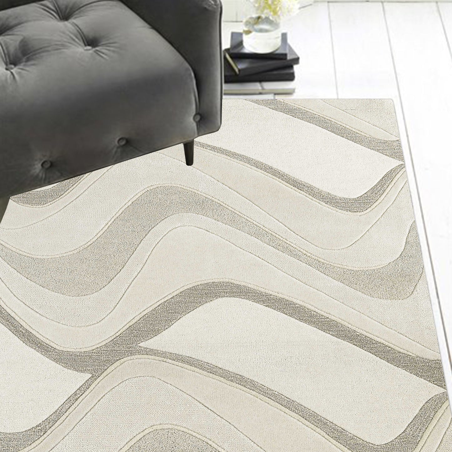 8 x 10 6 Wool Ivory  Rug