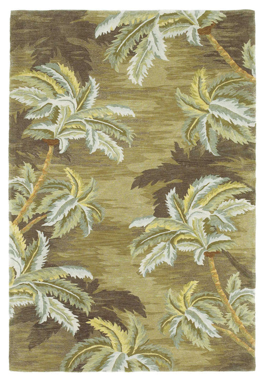 8 x 10 Moss Green Hand Tufted Palm Trees Indoor Rug