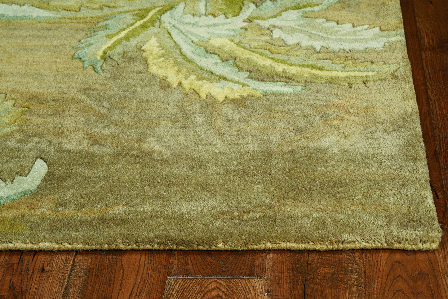 8 x 10 Moss Green Hand Tufted Palm Trees Indoor Rug
