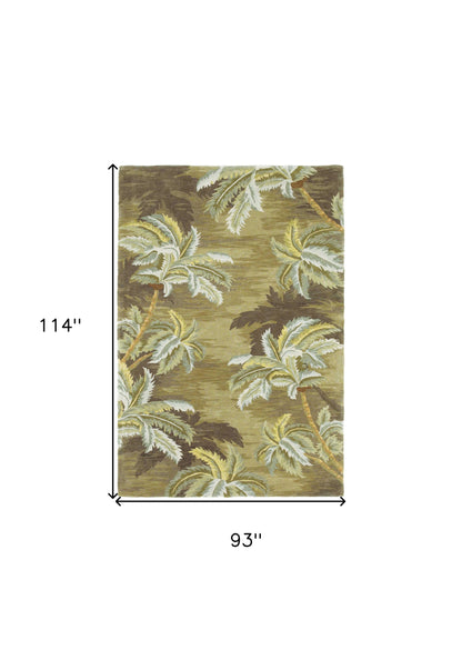 8 x 10 Moss Green Hand Tufted Palm Trees Indoor Rug