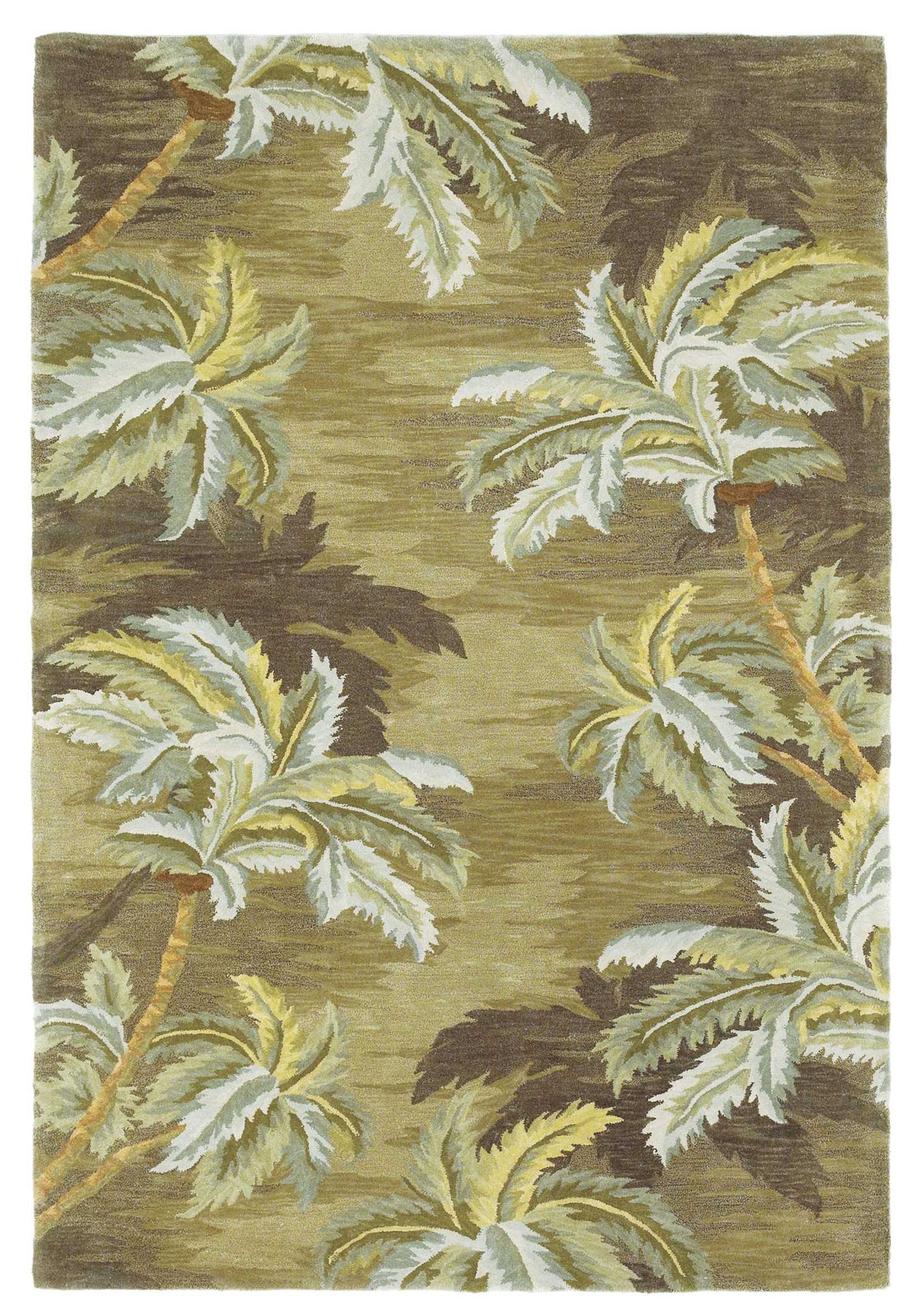 8 x 10 Moss Green Hand Tufted Palm Trees Indoor Rug