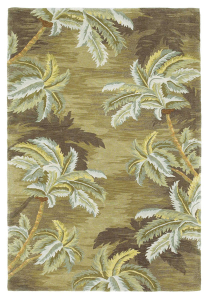 8 x 10 Moss Green Hand Tufted Palm Trees Indoor Rug