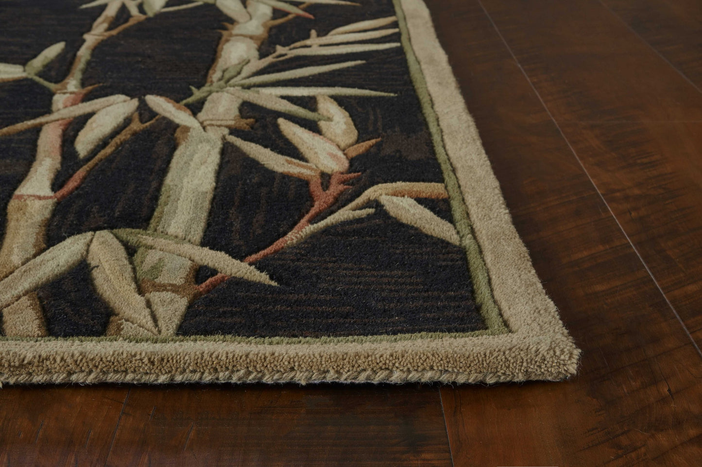 8 x 10 Black Hand Tufted Bordered Bamboo Indoor Rug