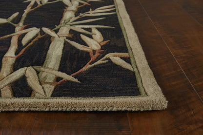 8 x 10 Black Hand Tufted Bordered Bamboo Indoor Rug