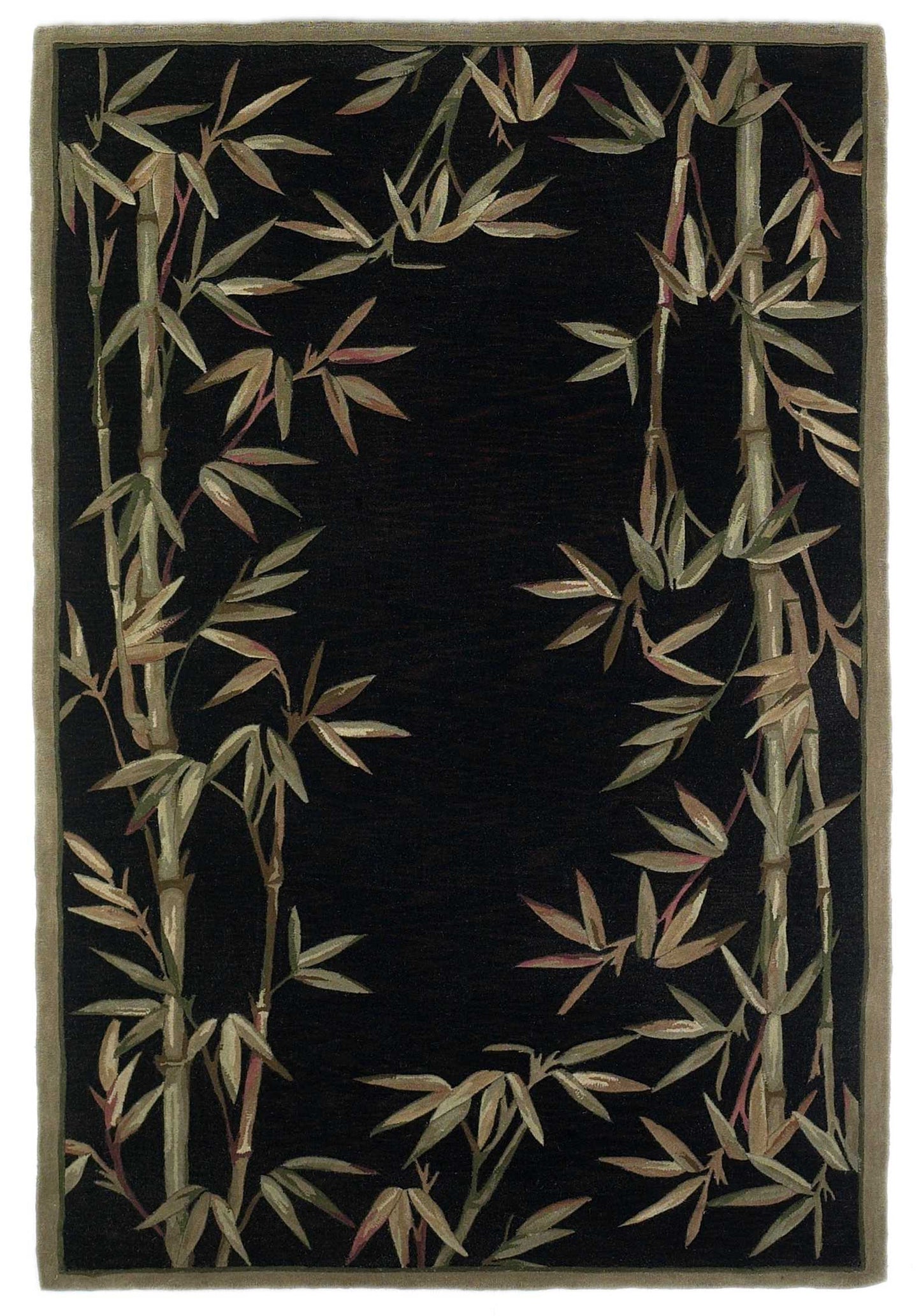 8 x 10 Black Hand Tufted Bordered Bamboo Indoor Rug
