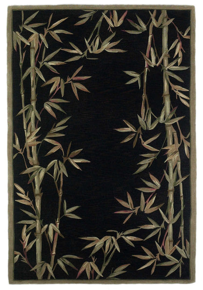 8 x 10 Black Hand Tufted Bordered Bamboo Indoor Rug