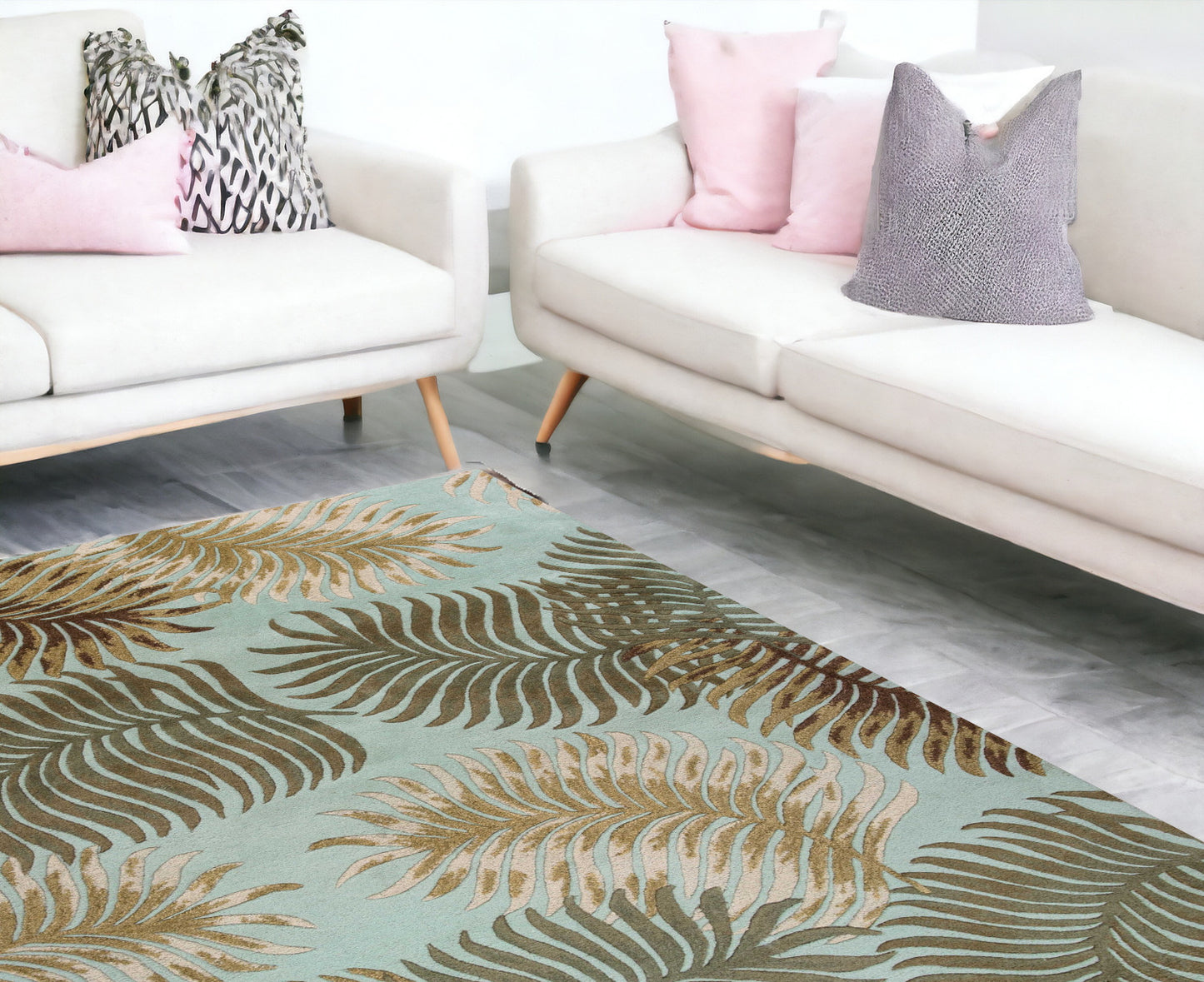 8 x 10 6 Wool Aqua Rug