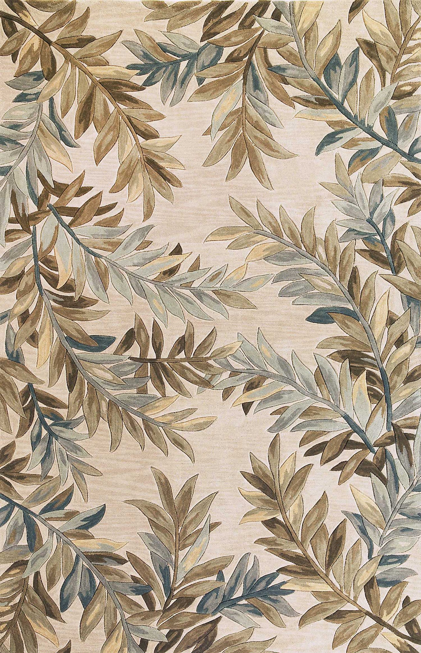 9 x 12 Ivory Hand Tufted Pinnate Fronds Indoor Rug