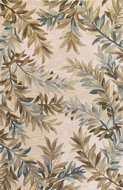 9 x 12 Ivory Hand Tufted Pinnate Fronds Indoor Rug