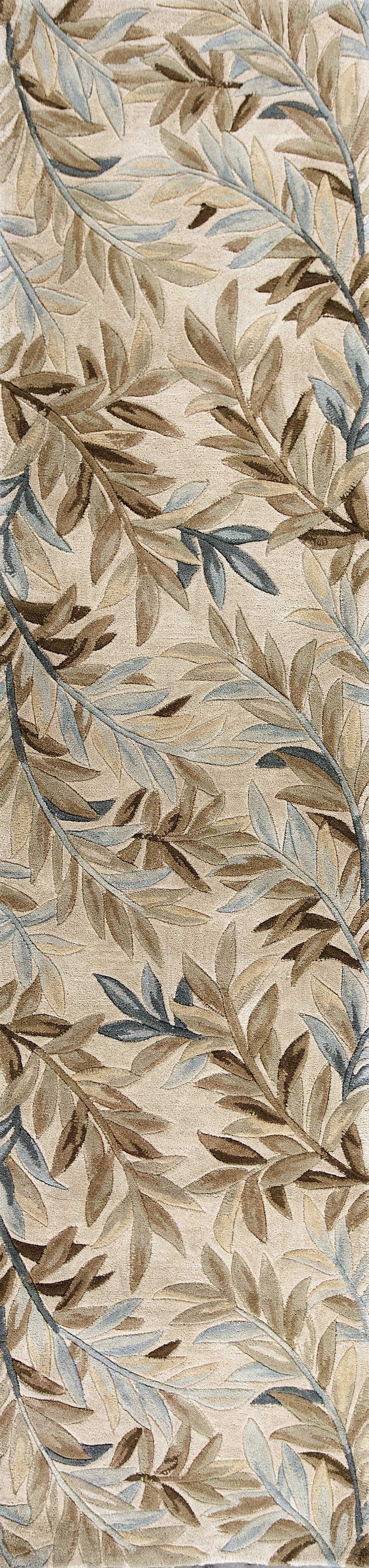 9 x 12 Ivory Hand Tufted Pinnate Fronds Indoor Rug