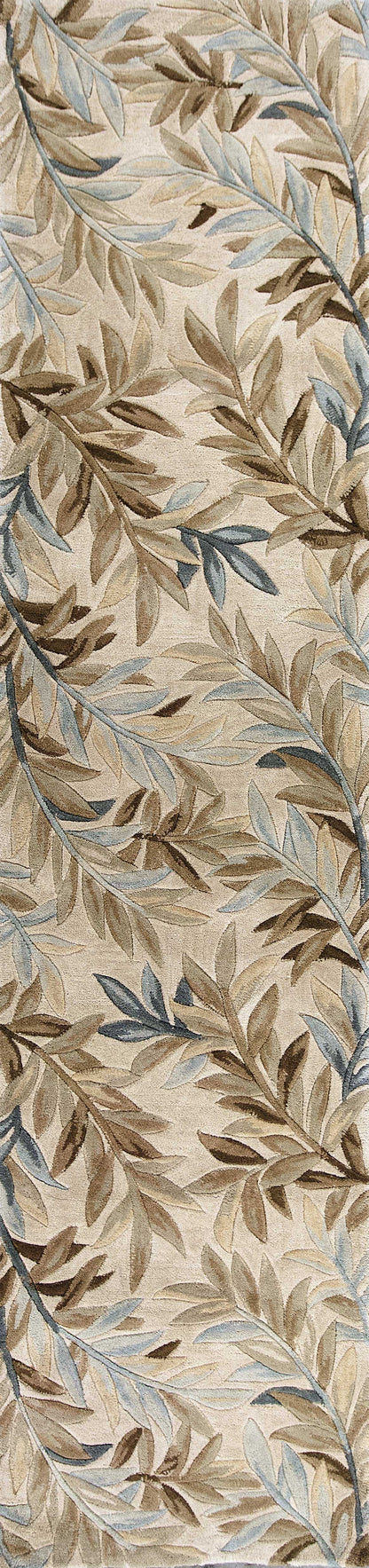 9 x 12 Ivory Hand Tufted Pinnate Fronds Indoor Rug