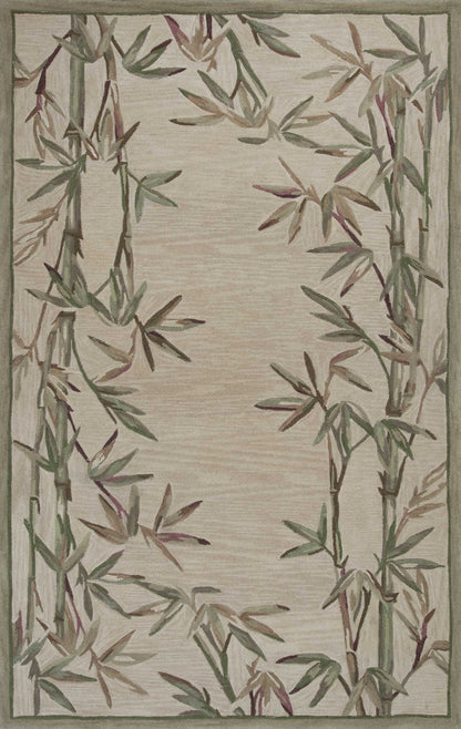 9 x 12 Ivory Hand Tufted Bordered Bamboo Indoor Rug