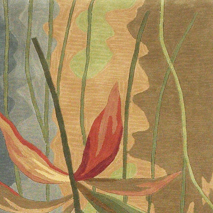 9 x 12 Blue Wool Tropical Botanical Hand Tufted Rug