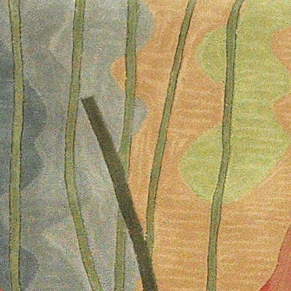 9 x 12 Blue Wool Tropical Botanical Hand Tufted Rug