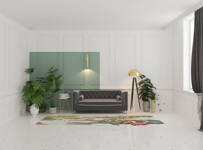 9 x 12 Blue Wool Tropical Botanical Hand Tufted Rug