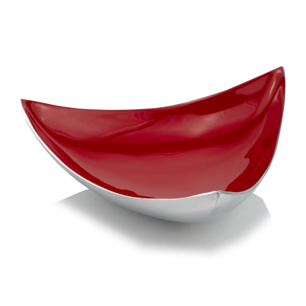 Silver And Red Triangular Bowl