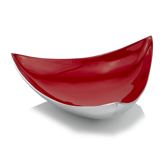 Silver And Red Triangular Bowl