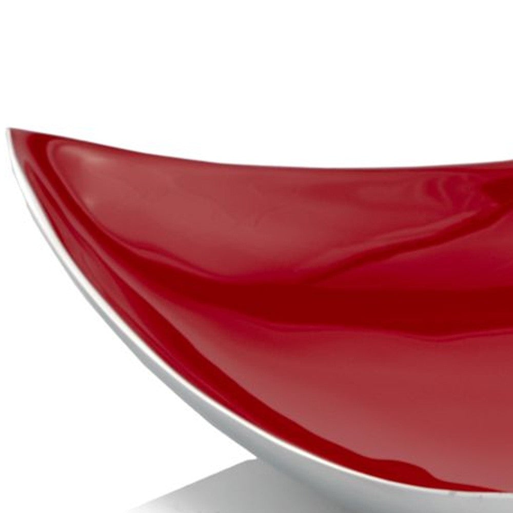 Silver And Red Triangular Bowl