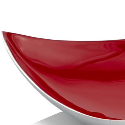 Silver And Red Triangular Bowl
