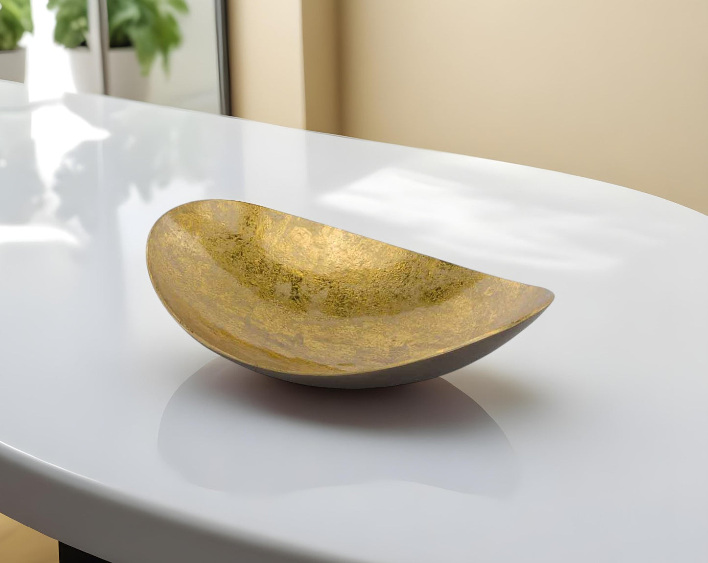Gold and Bronze Oval Centerpiece Bowl