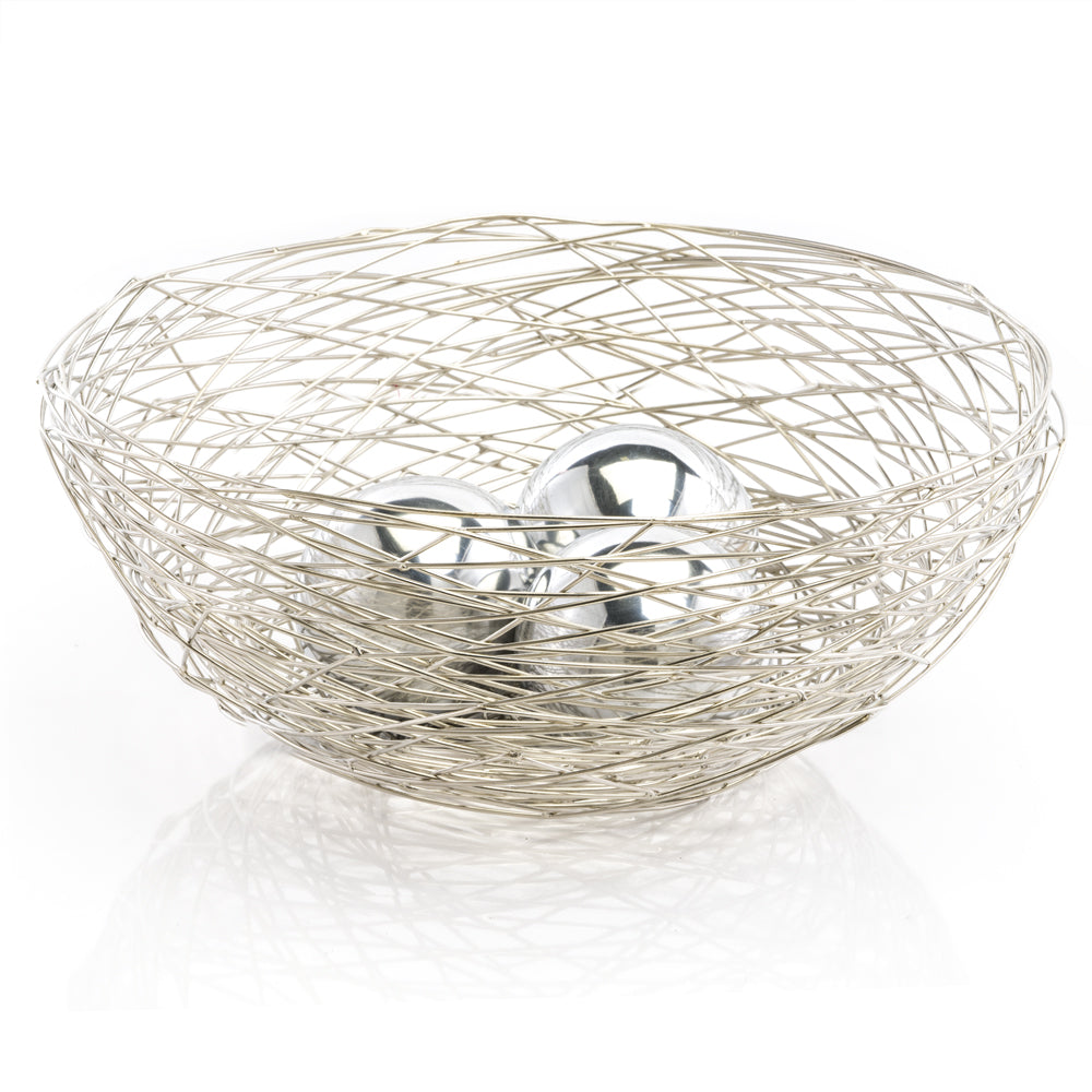 Silver Abstract Wire Round Centerpiece Bowl