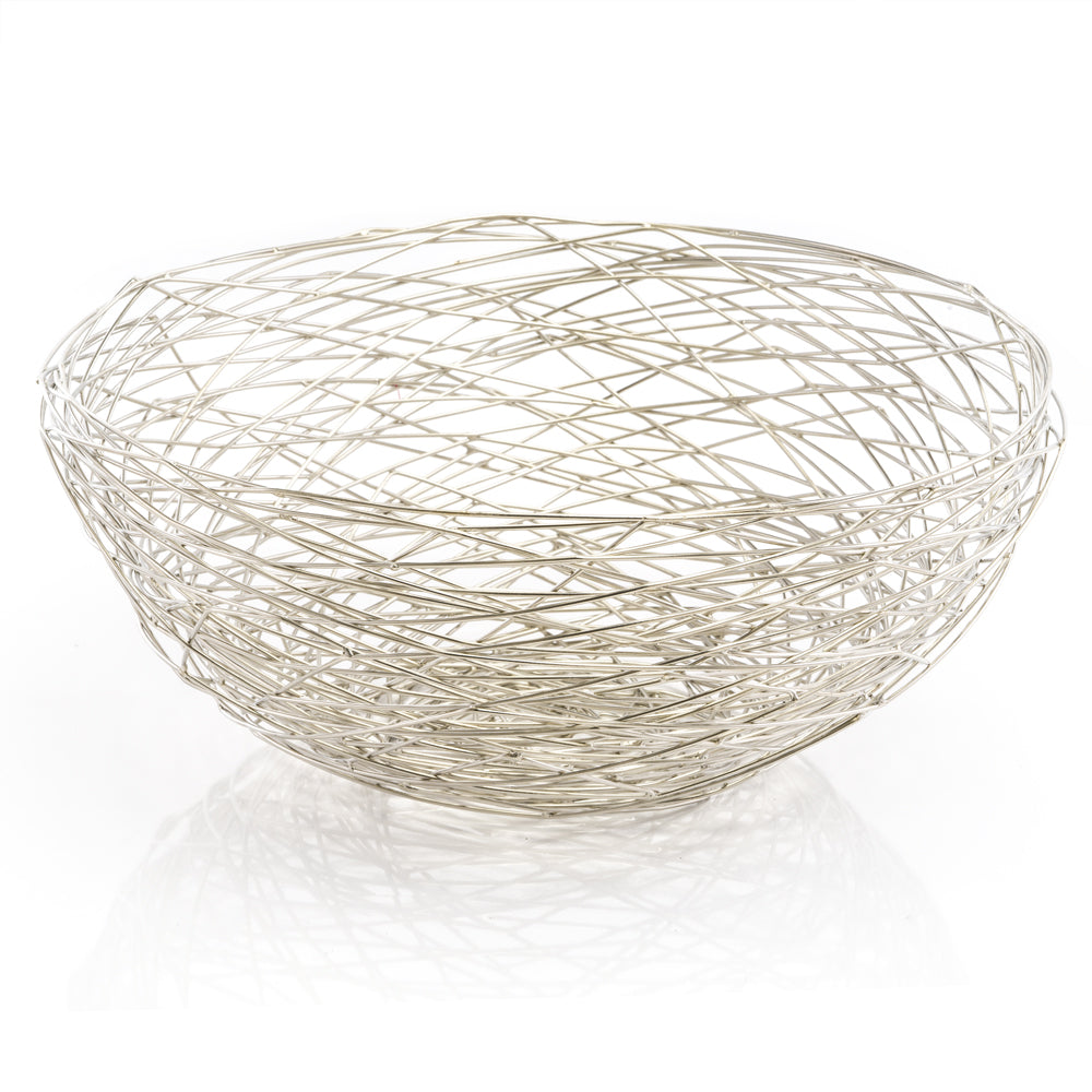 Silver Abstract Wire Round Centerpiece Bowl