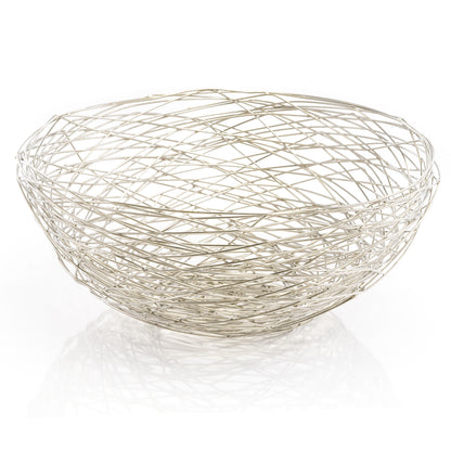 Silver Abstract Wire Round Centerpiece Bowl