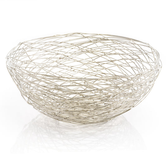 Silver Abstract Wire Round Centerpiece Bowl