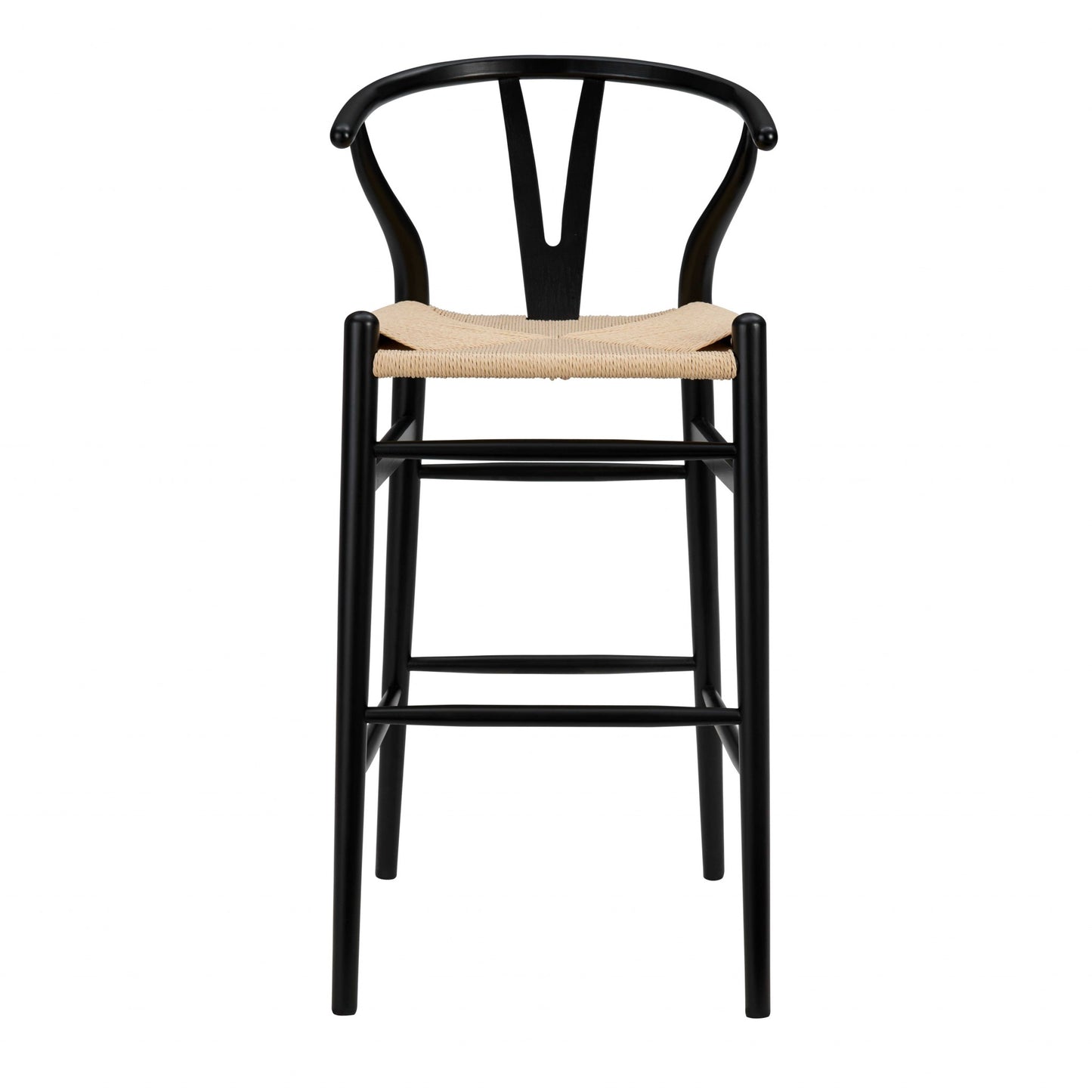 Natural & Black Solid Wood Low Back Counter Height Bar Chair